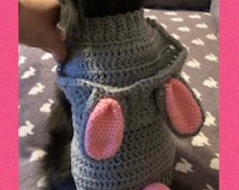 Digital download crochet pattern 14 inch  bunny/ rabbit jumper for small dogs