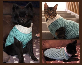 4 different sizes cosy dog or cat jumper sweater PDF Digital download crochet Patten