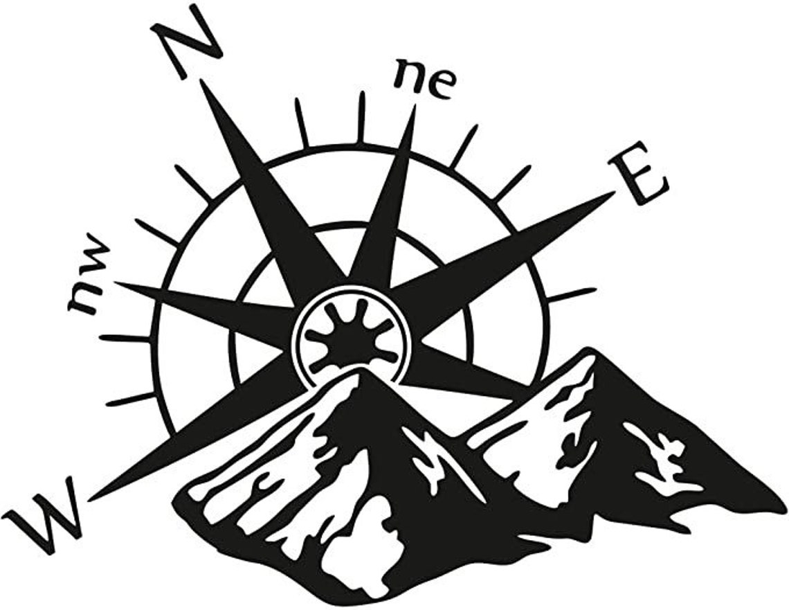 Compass Mountains vinyl/sticker/decal car truck hiking kayak Etsy