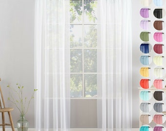 Pack of 2 Voiles Slot Top Easy Hang Voile Net Panels Curtain 57/" x 72/" Pink