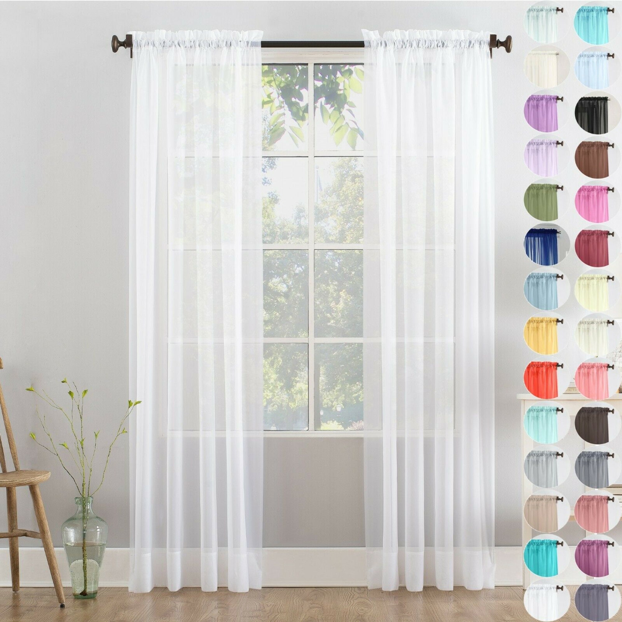 32 Colours Available A Pair Of High Quality Voile Curtain 2 Etsy