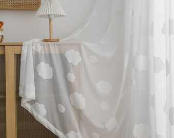 Custom Curtain white cloud Net Sheer Curtain Voile  Bedroom Living Room Children's Room Curtain Fashion