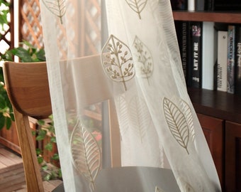 Cortina personalizada de hoja blanca, cortina transparente de gasa para dormitorio, sala de estar, habitación de niños, simplicidad de moda