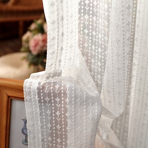 Custom Curtain  White Jacquard Net Sheer Curtain Voile  Bedroom Living Room Children's Room Curtain Fashion Simplicity