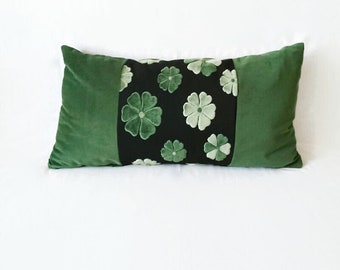 Matt Olive Green Black Velvet Lumbar Cover, Velvet Cushion, Decorative Modern Pillow, Green Velvet Pillowcase, All Size Washable Pillow