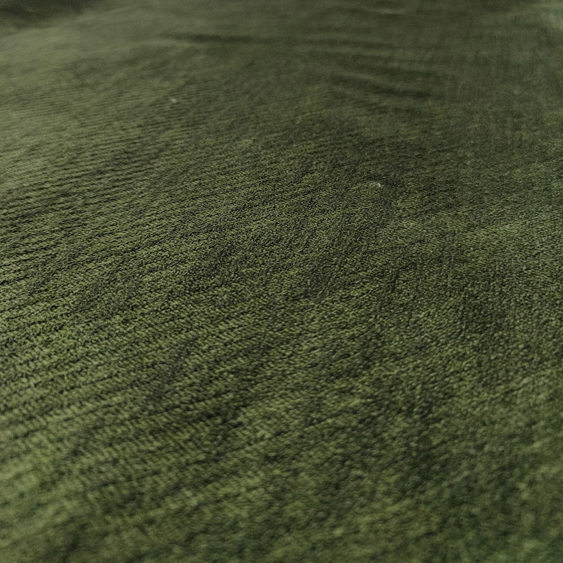 Shiny Olive Green Velvet Upholstery Fabric by the Yard, Velvet