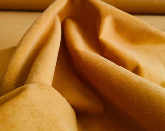 Effen donkermosterdgele fluwelen bekleding, donkergele bankstof per meter, stof op maat gesneden