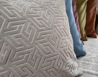 Geometrical Pebble Clear Beige Velvet Pillow Cover
