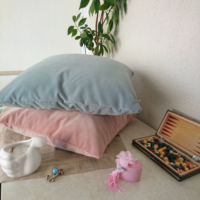 Sky Blue Velvet Cushion Cover Baby Blue Velvet Modern Pillow Etsy