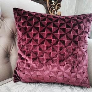 Luxurious Burgundy Velvet Pillow Cover - Soft and Elegant Maroon Home Decor Custom Size