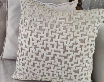 Geometric Beige Velvet Pillow Cover, Modern Home Decor, Custom Size