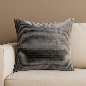 Bright Gray Beige Stripe Velvet Pillow Cushion, Velet Modern Pillow, Contemporary Pillow, Grey Beige Velvet Pillowcase, All Size Pillow