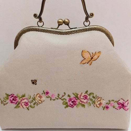 Hand Embroidery Tote Bag | Canvas Shoulder Bag with Flower Embroidery Pattern shops | Flower Bag | Hand Embroidered Linen Bag | Handmade Tote Bag