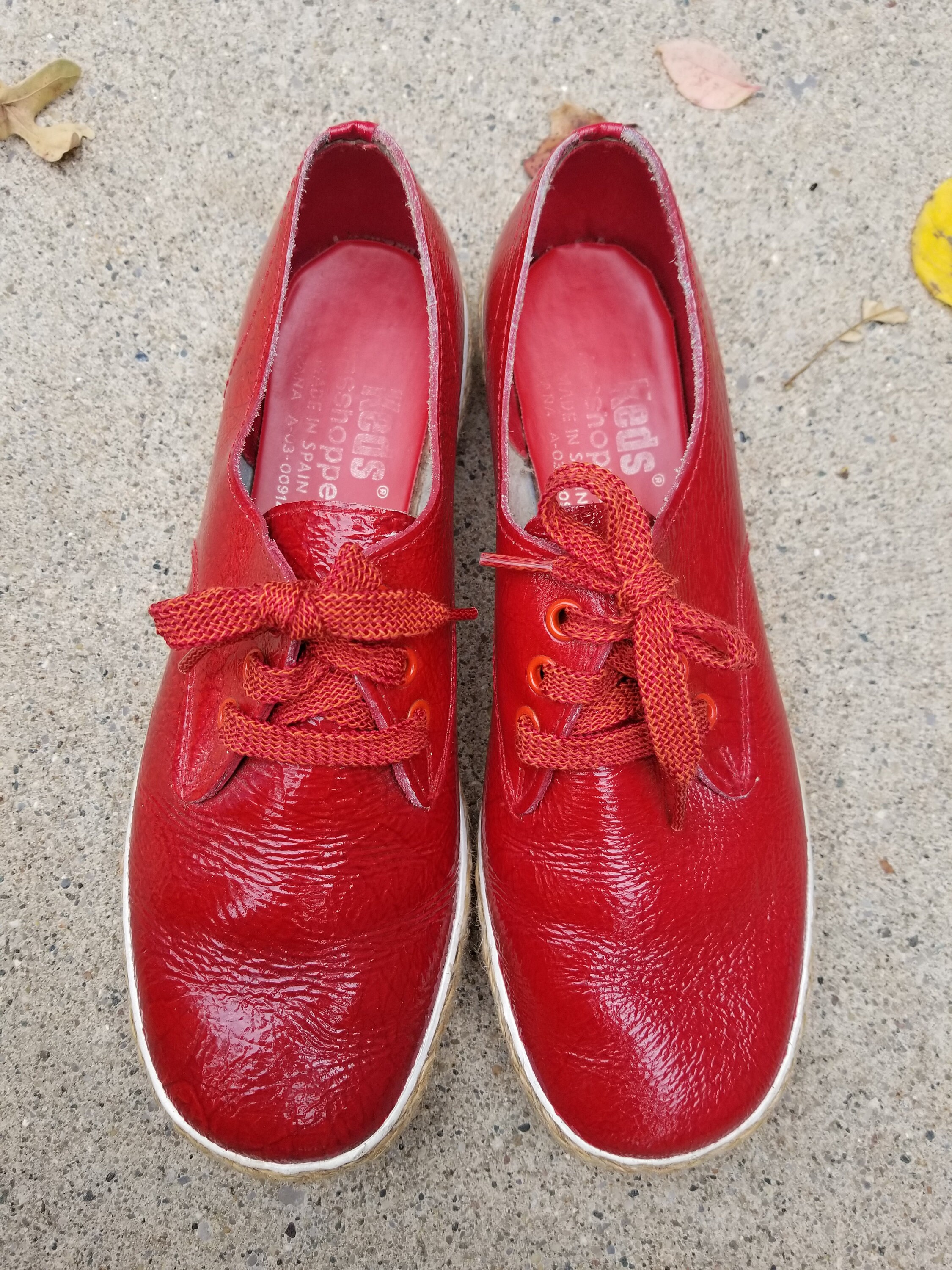 Vintage Red Leather Keds Grasshoppers Tennis Shoes, Size