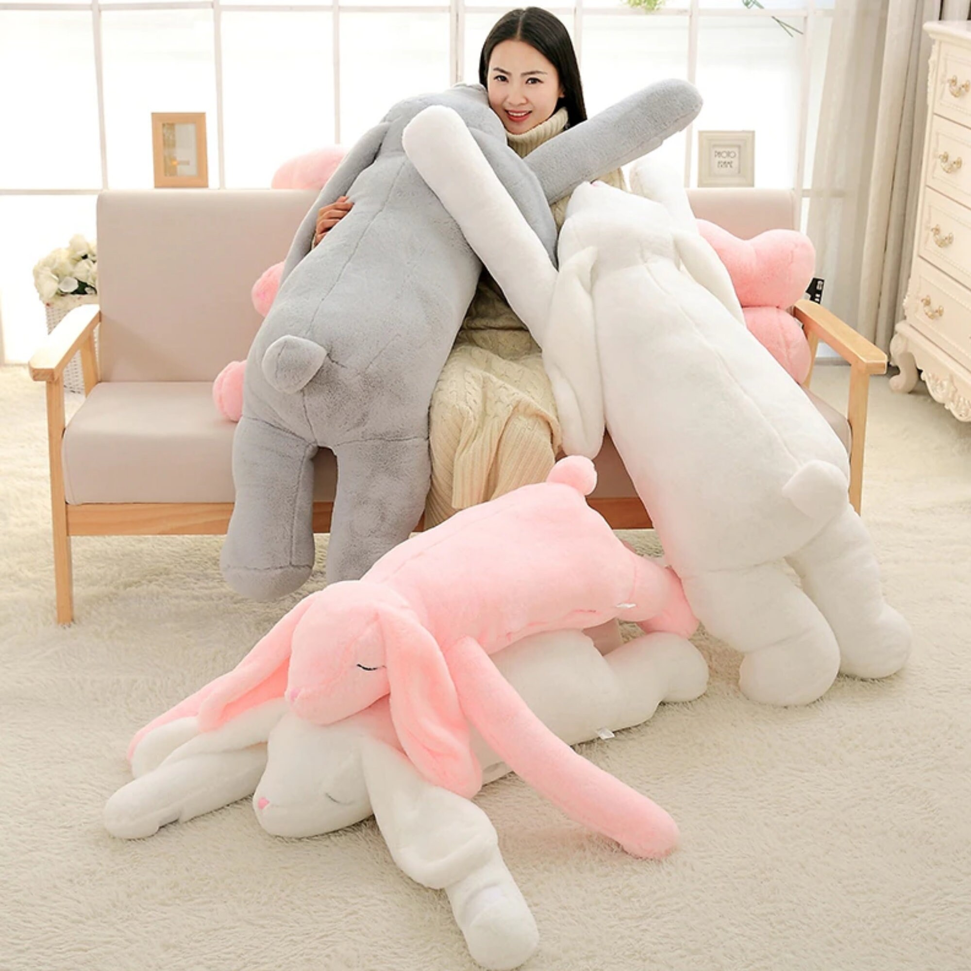 Bunny Rabbit Plushie Rabbit Pillow Plush Bunny Stuffed Etsy