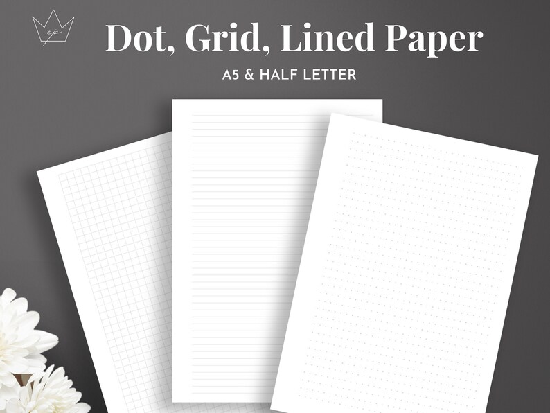 Dot Grid Lined Paper Note Paper Printable Template Etsy