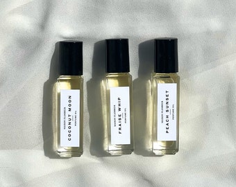 Pick 3 perfume oils in roll-on bottles handmade with essential oils & natural fragrances