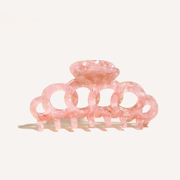 PINK Shell Hair Claw Clip, Perfect for Thick Hair, Available in Blond Tortoise, Vanilla, Caramel and Pink | Cellulose Acetate hair clip