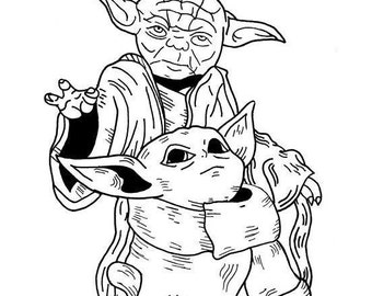 Yoda Coloring Pages Etsy Yoda Coloring Pages Etsy