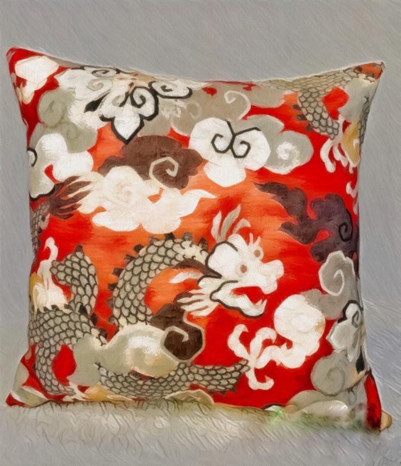 Pindler & Pindler Dragon Pillow cover,drago pillow cover, high end pillow image 1
