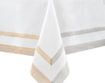 Wedding tablecloth, Gold and Silver rectangle tablecloth, gold and silver round tablecloth