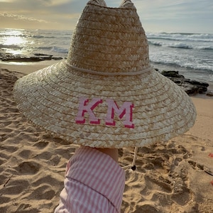Monogrammed Straw Beach Hat , Custom Beach Hat , Bachelorette Party , Personalized Straw Beach Hats , Summer Straw Hat , Beachcomber Hat