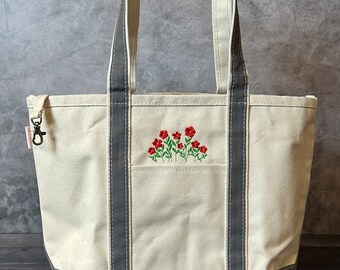 ワイルドフラワー刺繍トート / フラワー刺繍トートバッグ / サマー