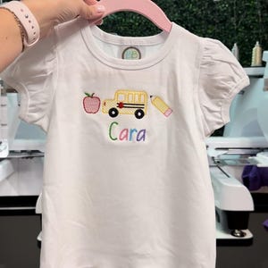 Back To School Embroidered Trio / Kids back to school embroidered shirt / back to school shirt kids / back to school embroidery