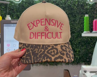 Red EXPENSIVE & DIFFICULT Leopard Brim Hat Funny  main image 4