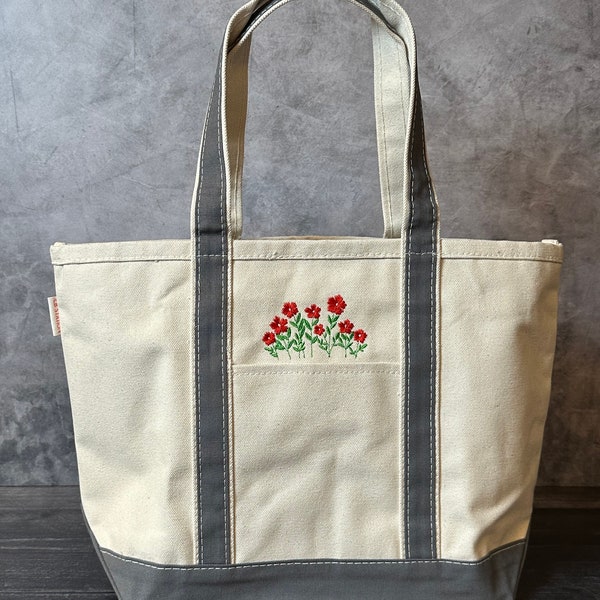 Wildflower Embroidered Tote / Flower Embroidered Tote Bag / Summer Flowers Tote / Summer Tote Bag