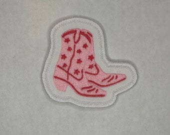 Botas de vaquero rosa parche bordado / botas Barbie / botas rosas / parche de vaquera / parche bordado / hierro en parche / coser / parche de chaqueta