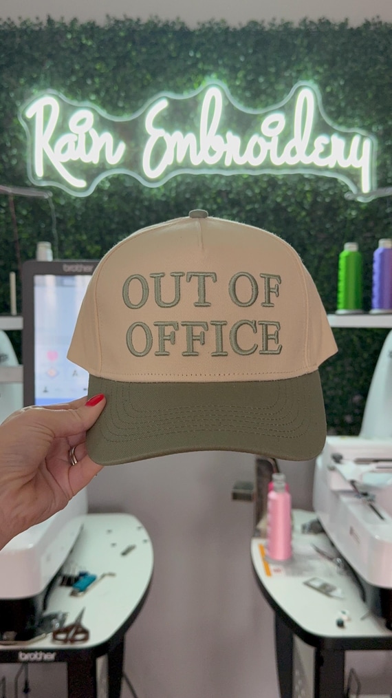 Out Of Office Vintage Embroidered Hat / Vintage Trucker Hat / Coquette Hat / Embroidered Hat