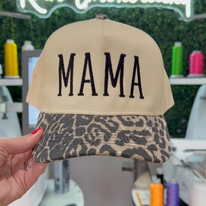 MAMA Leopard Trucker Hat / Leopard Embroidered Hat / Vintage Embroidered Trucker Hat / Coquette Gifts / Vintage Trucker Hat