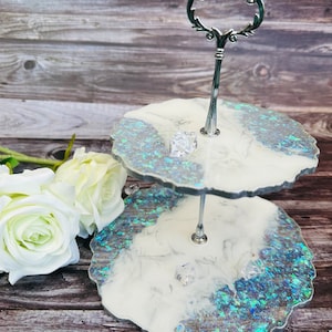 Handmade 2-Tier Resin Cupcake Stand – Elegant Dessert Display for Parties, Weddings & Home Decor