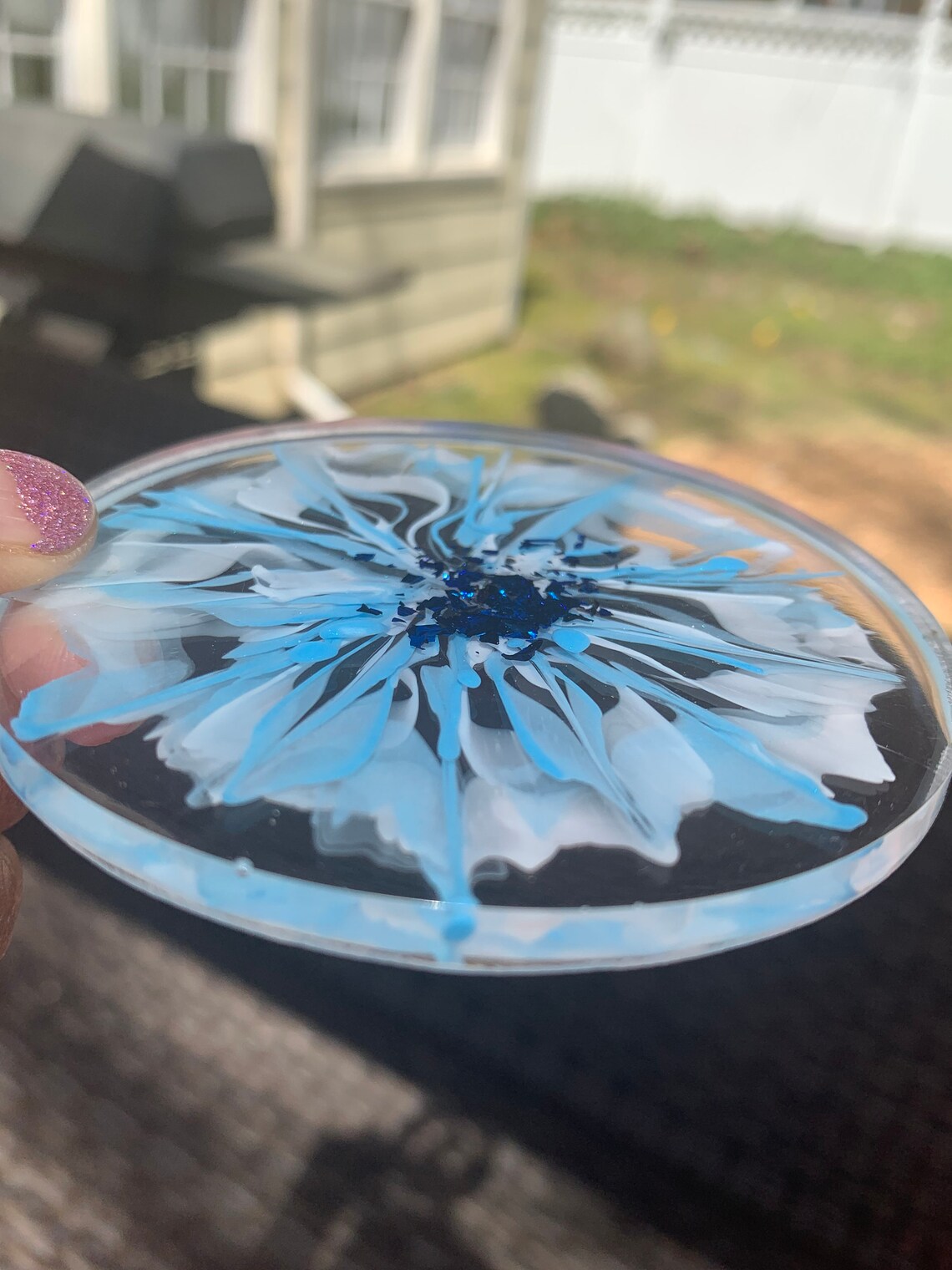 Epoxy Resin 3d Floral Coaster Set of 4 With Holder Handmade Etsy