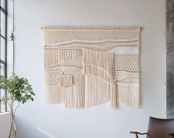 Extra Large Macrame Wall Art for Living Room, Natural Macrame for Living Room, Abstract Macrame Wall Decor, Bohemian Housewarming Gift