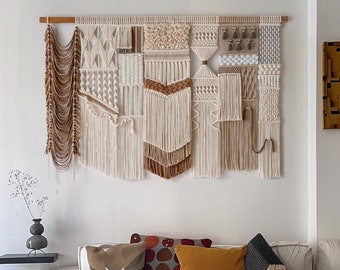 Abstract Macrame Wall Art, Extra Large Macrame Wall Hanging, Neutral Home Decor, Modern Farmhouse Decor, Unique Macrame Wall Hanging