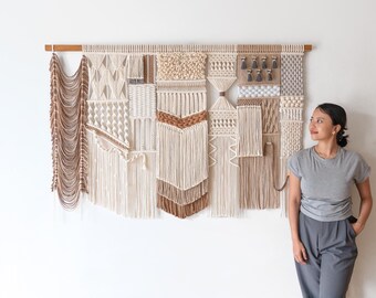 Macrame Wall Hanging Abstract Wall Art, Textured Macrame Wall Decor, Tapestry Wall Art, Japandi Decor Living Room, Boho Wall Decor