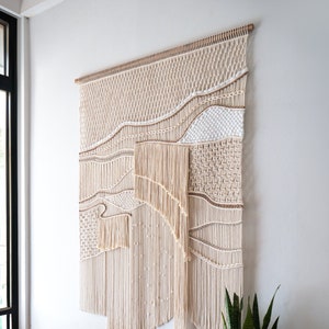 Large Macrame Wall Hanging Art Bohemian Natural Home Decor Beige Macrame Tapestry
