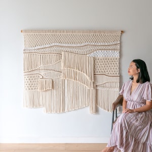 Large Macrame Wall Decor, Abstract Boho Macrame Wall Art, Macrame Wall Hanging for Living Room, Textile Bohemian Decor, Headboard Tapestry