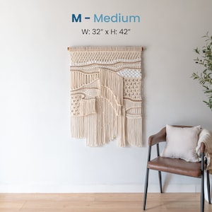 Large Macrame Wall Hanging Art Bohemian Natural Home Decor Beige Macrame Tapestry M-Medium 32"x42"