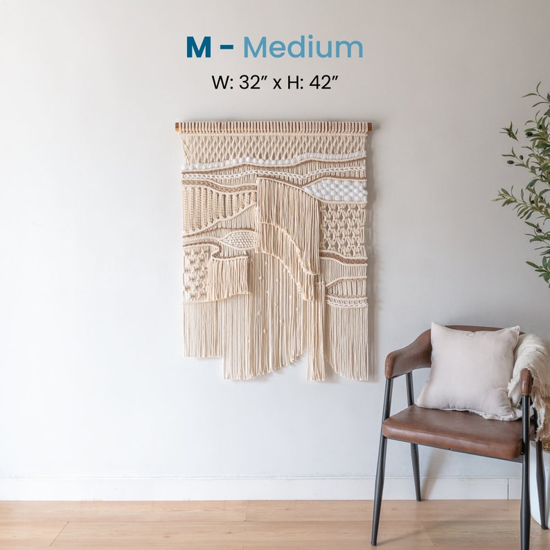Large Macrame Wall Hanging Art Bohemian Natural Home Decor Beige Macrame Tapestry M-Medium 32"x42"