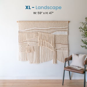 Extra grote macrame muur opknoping Boho decor macrame muur kunst voor hoofdeinde decoratie tapijt abstracte muur opknoping XL-Landscape 59"x47"