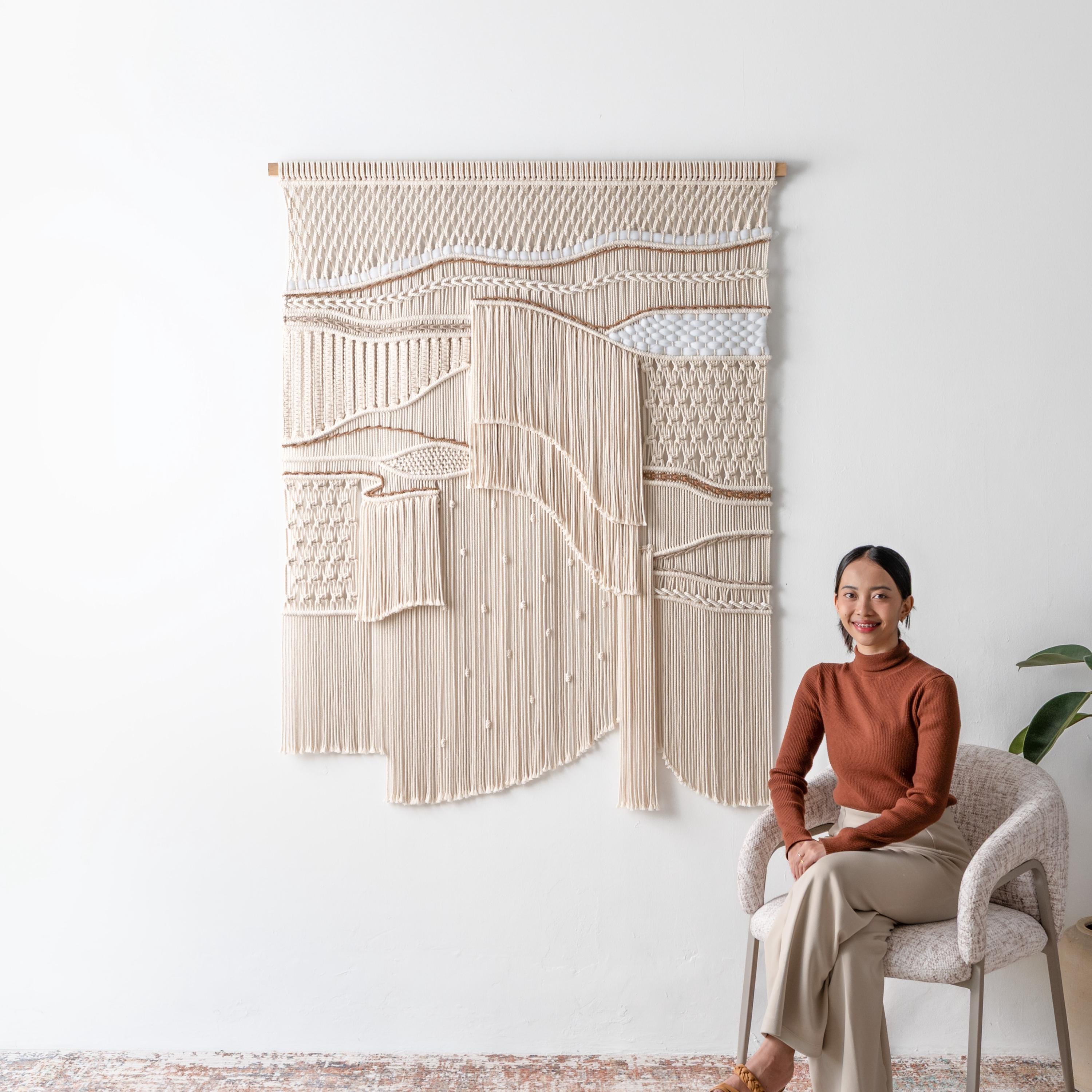 Large Boho Wall Decor, Macrame Wall Hanging, Textured Woven Tapestry