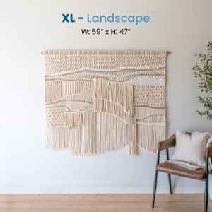 Large Macrame Wall Hanging Art Bohemian Natural Home Decor Beige Macrame Tapestry XL-Landscape 59"x47"