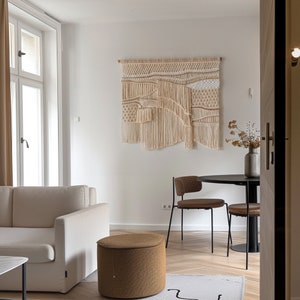 Image showcasing Macrame Wall Decoration for Office, Modern Macrame Wall Hanging for ...