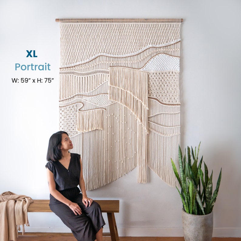Extra Large Macrame Wall Hanging Boho Decor Macrame Wall Art for Headboard Decoration Tapestry Abstract Wall Hanging XL-Portrait 59"x75"