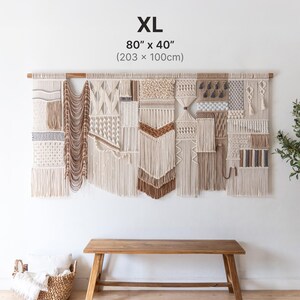 View of Extra Large Macrame Tapestry, Macrame Wall Hanging, Textured Tapestry ...