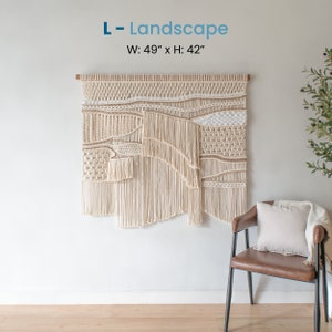 Large Macrame Wall Hanging Art Bohemian Natural Home Decor Beige Macrame Tapestry L-Landscape 49"x42"