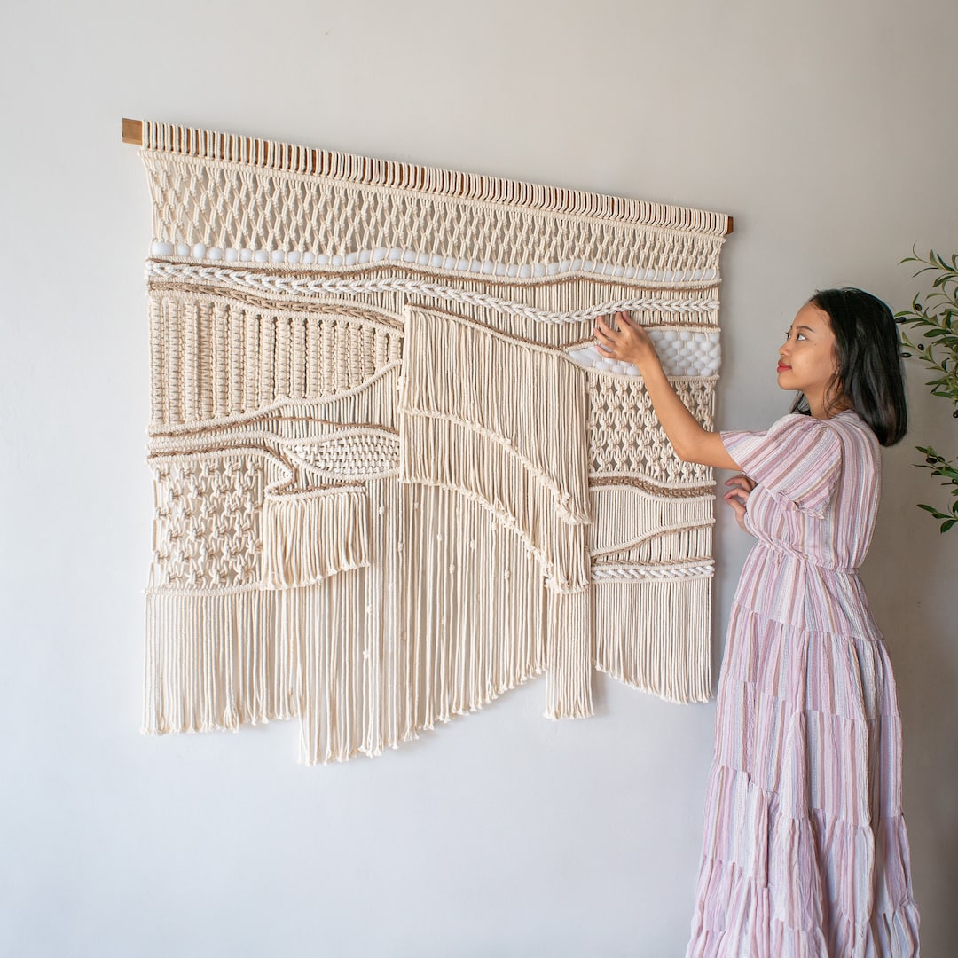 Macrame Wall Decor for Living Room, Unique Macrame Wall Hanging, Living ...